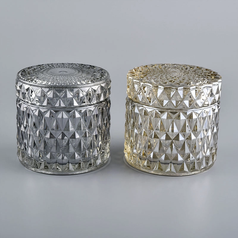 Diamond Cut Candle Container With Glass Lid