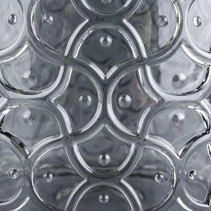 250ml Embossed Glass Candle Jar With Lids