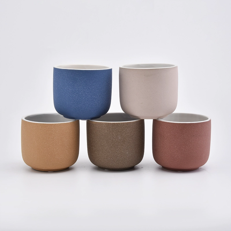 Hot Sale Sandy Ceramic Candle Vessels For Candle Making