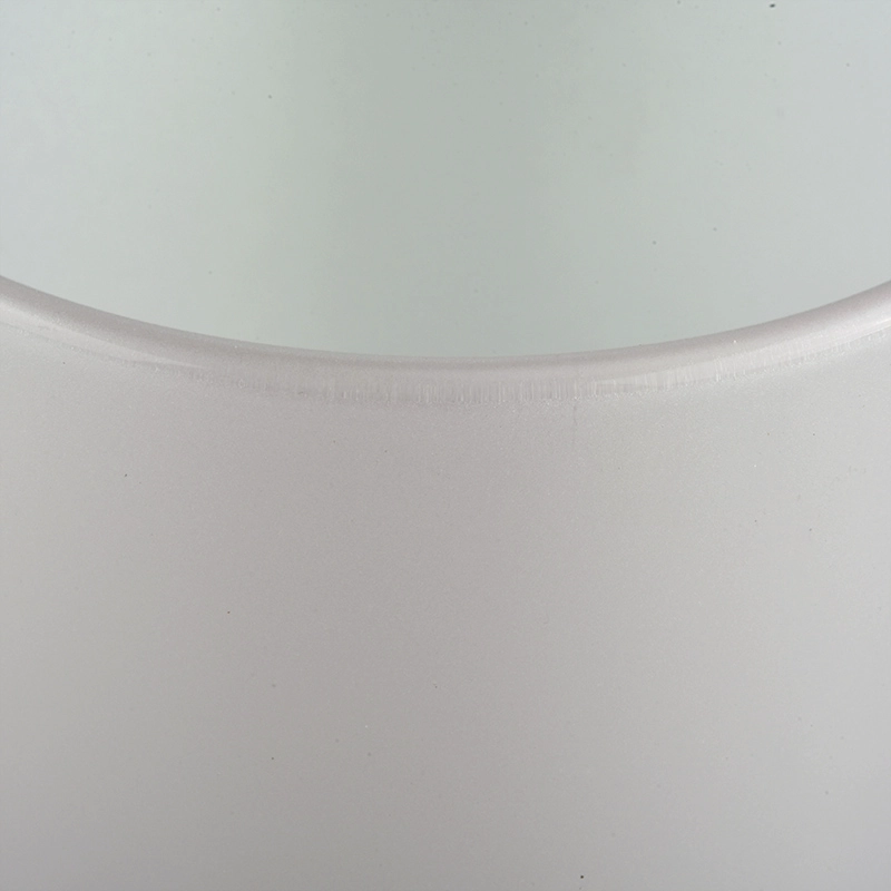 Matte white iridescent glass candle jar