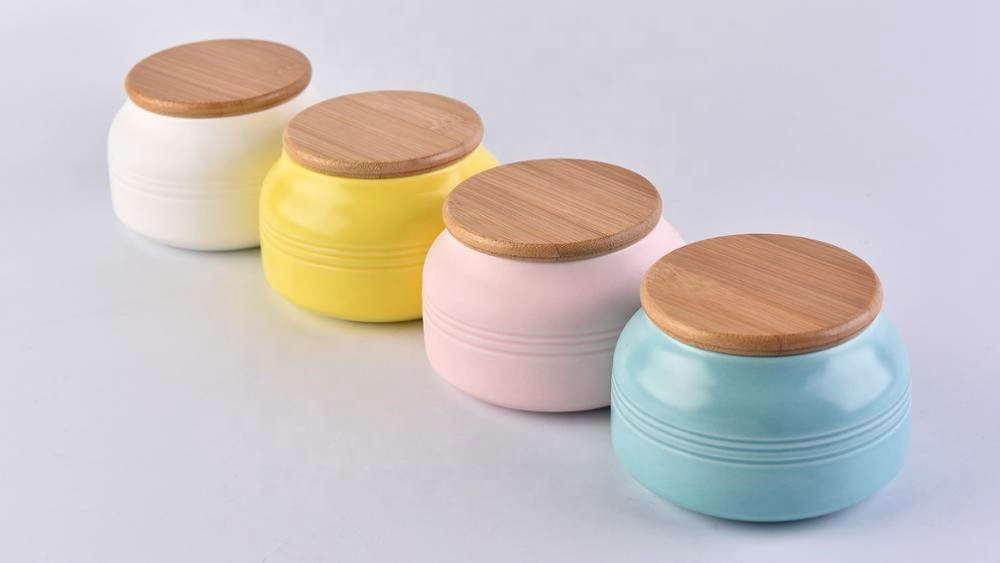 8oz matte white ceramic candle holder with lid