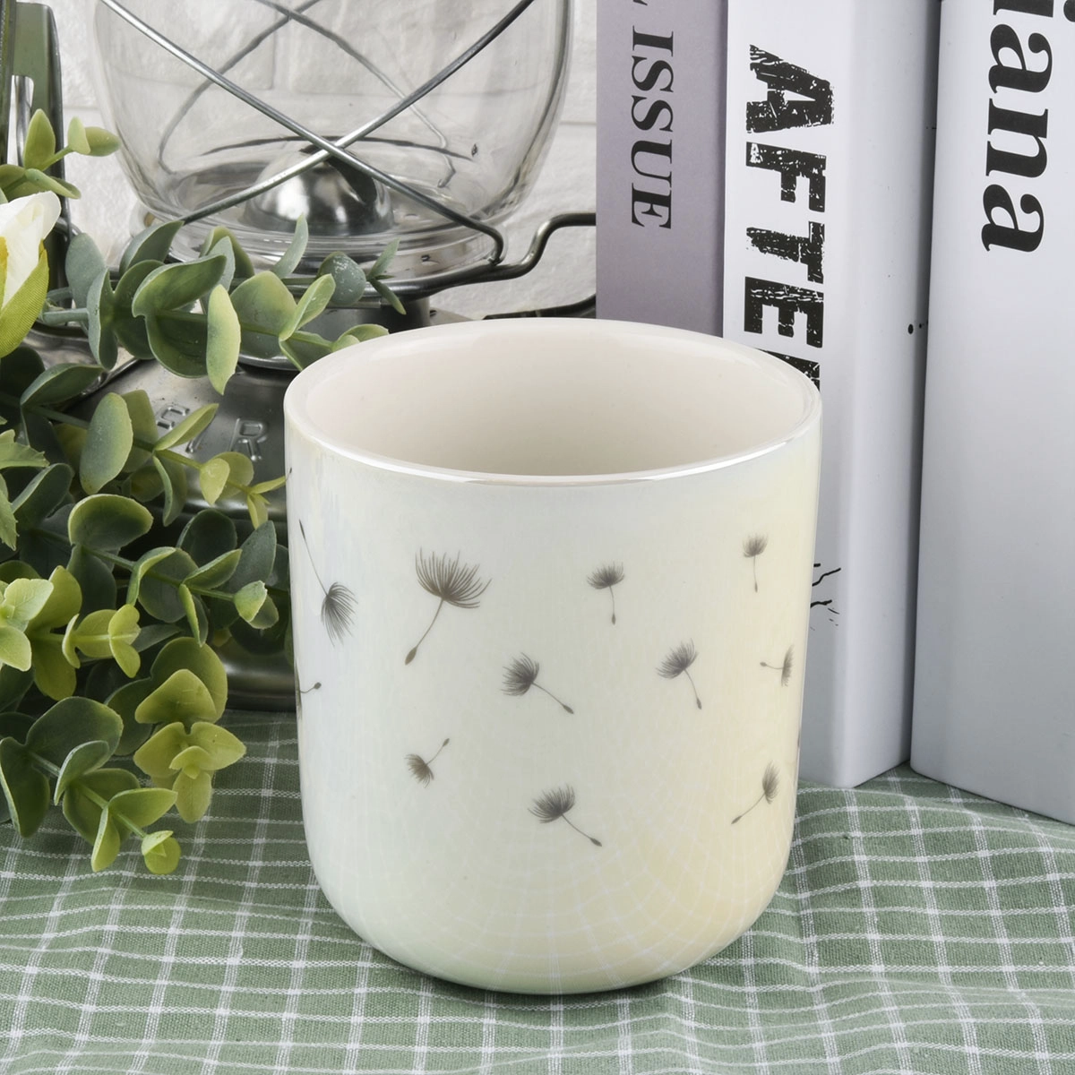 10oz Iridescent White Ceramic Candle jars