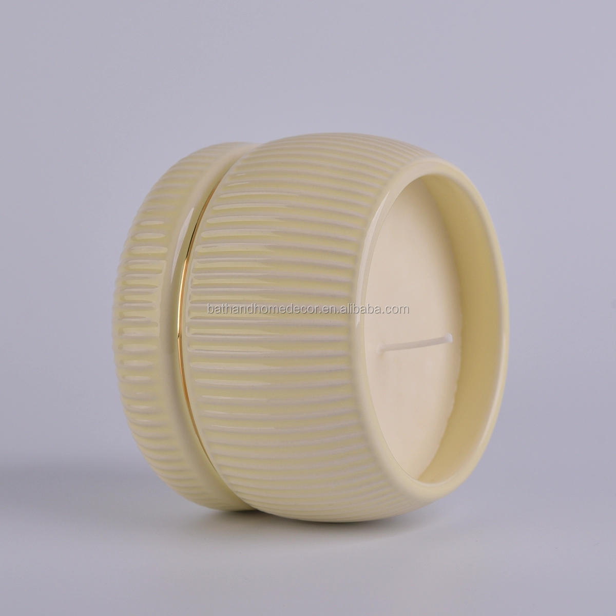 Hot Sale Custom Striped Ceramic Candle Vessels