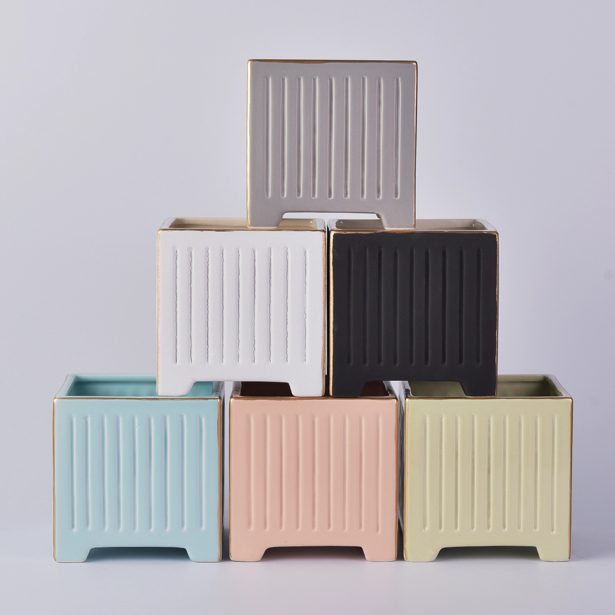 Popular Customized Square Ceramic Candle Jar