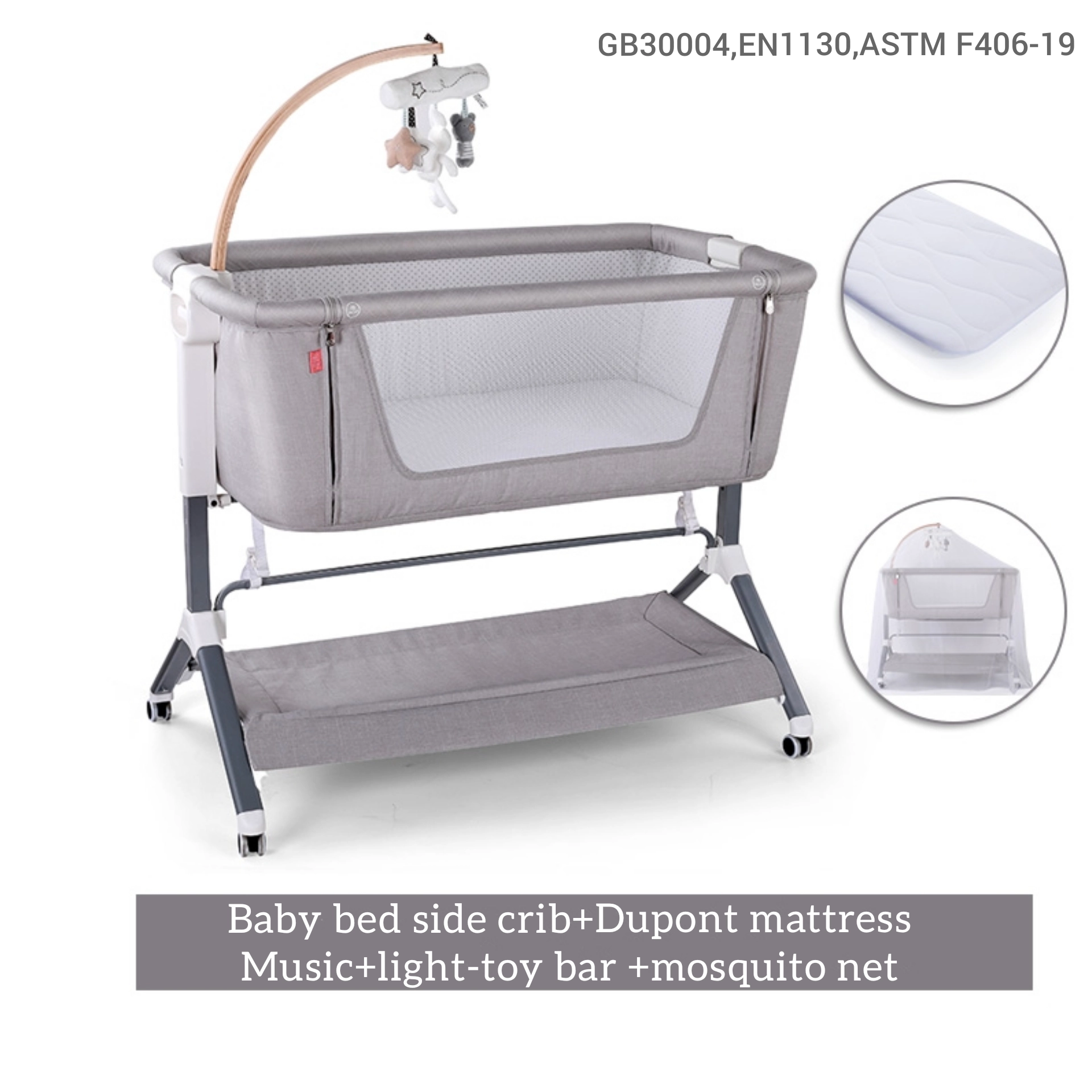 China 2024 heißer Verkauf Babybett Baby Stubenwagen Neugeborenes Babybett mit EN1130-Zertifikat Hersteller