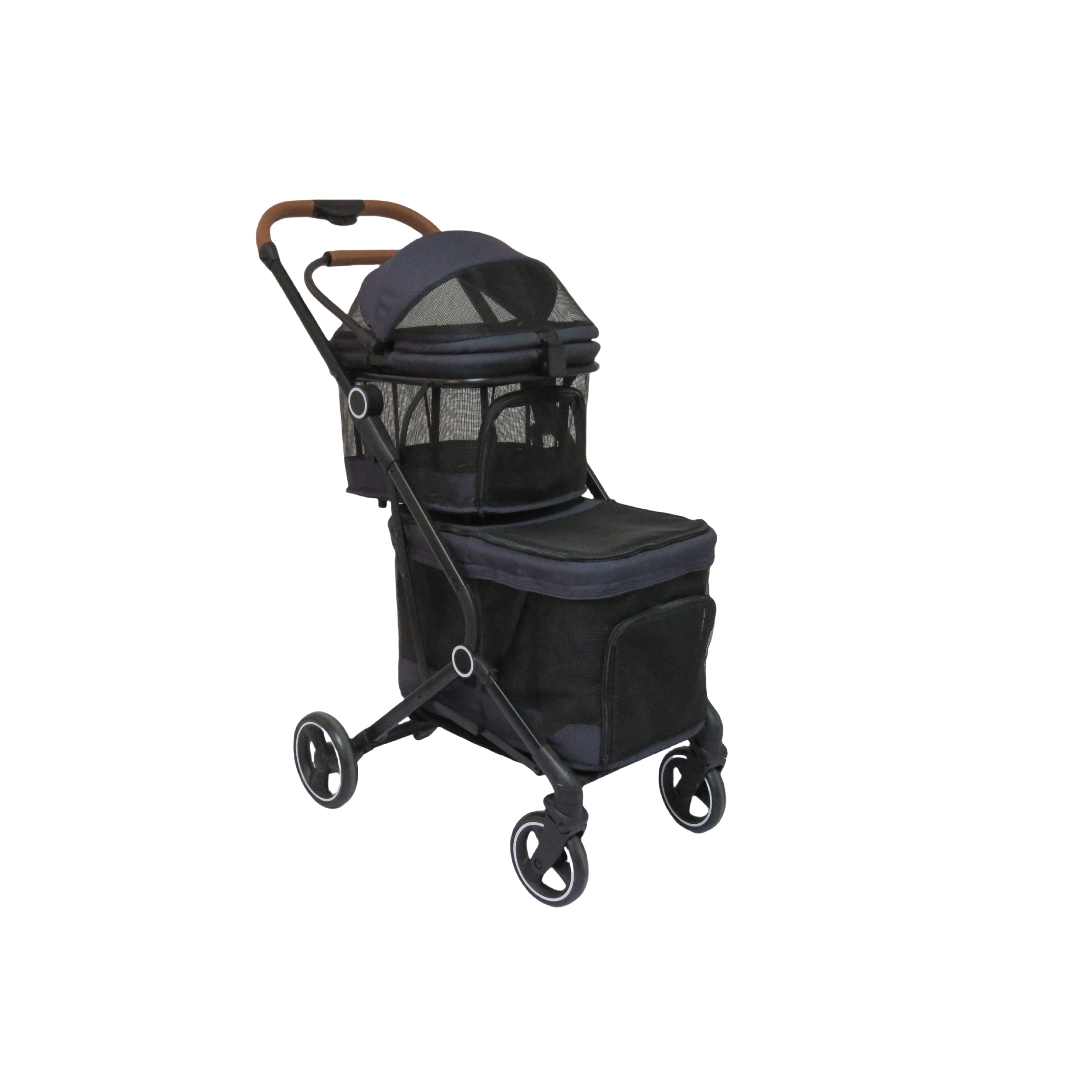 Doppel -Hundewagen, faltbare Buskatze -Kinderwagen mit 2 abnehmbaren Trägern, Sicherheitsgürtel und waschbarer Stoffabdeckung. Abnehmbare Pads