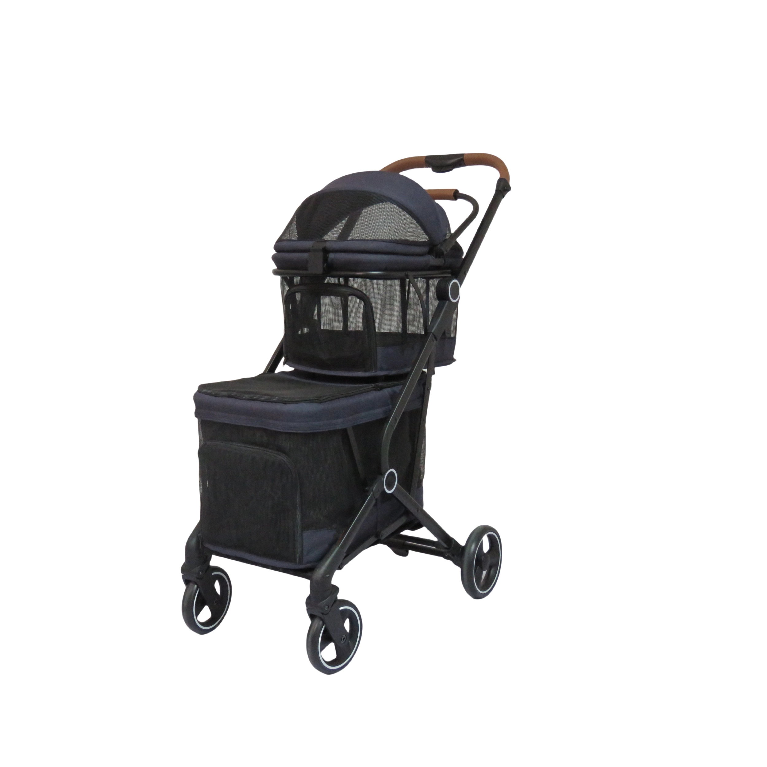 Doppel -Hundewagen, faltbare Buskatze -Kinderwagen mit 2 abnehmbaren Trägern, Sicherheitsgürtel und waschbarer Stoffabdeckung. Abnehmbare Pads