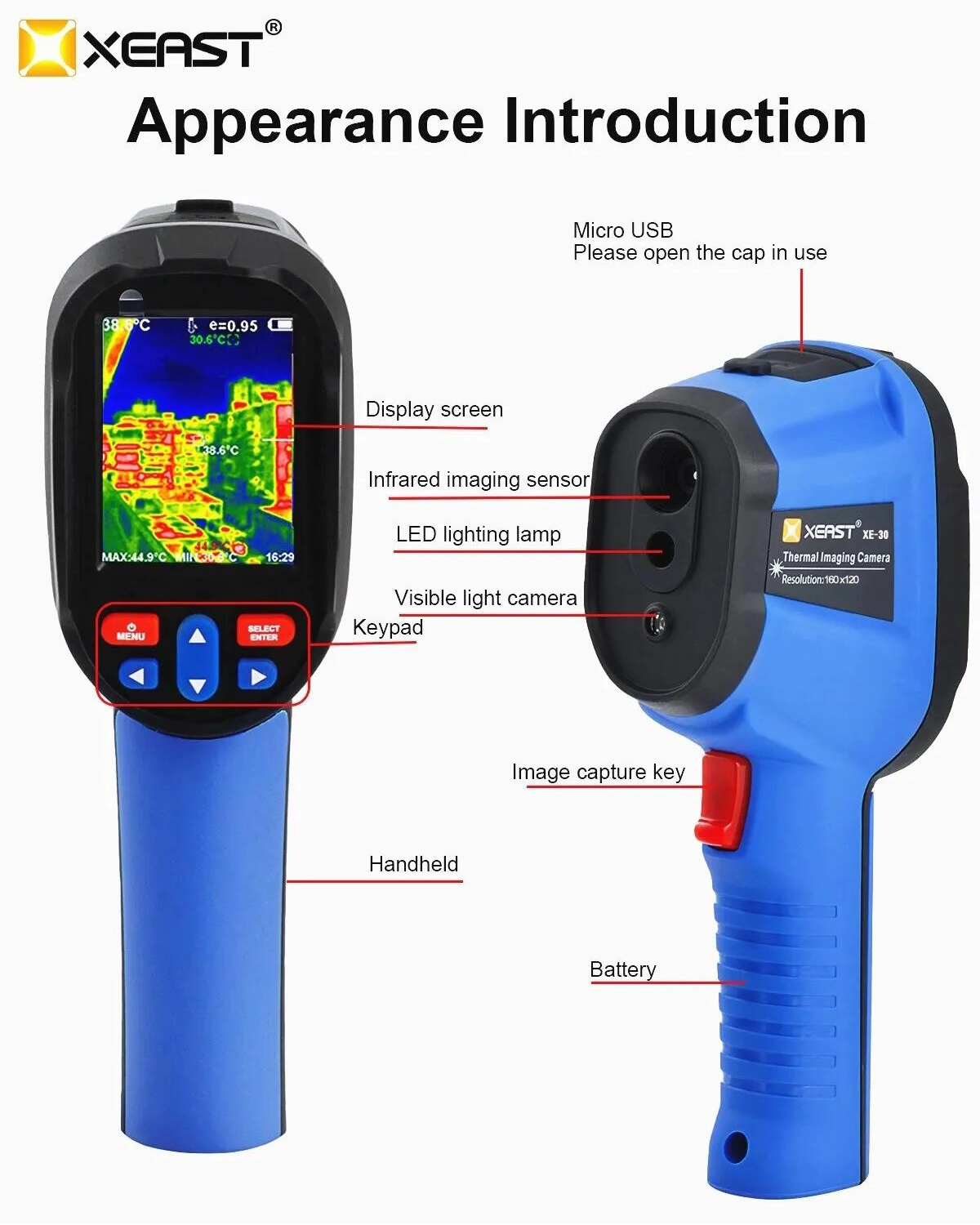 XEAST New XE-30 Thermal Imaging Camera Module Infrared Thermal Imager Sensor for Floor Heating Detector Temperature Plastic
