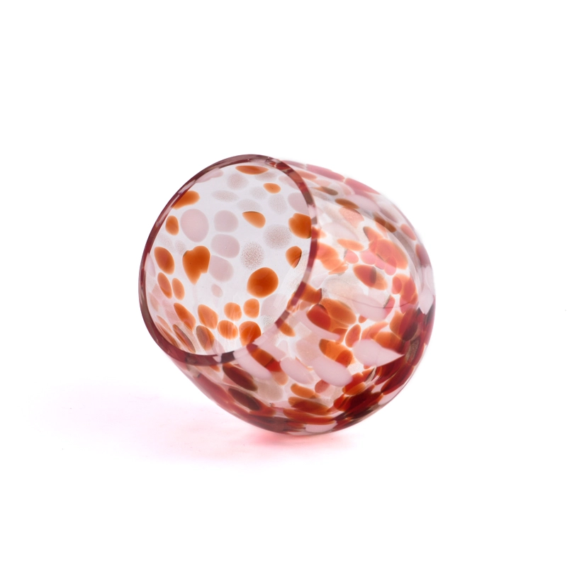 colored polka-dot elliptic glass candle jar