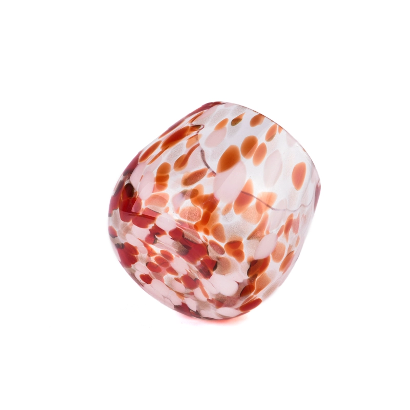 colored polka-dot elliptic glass candle jar