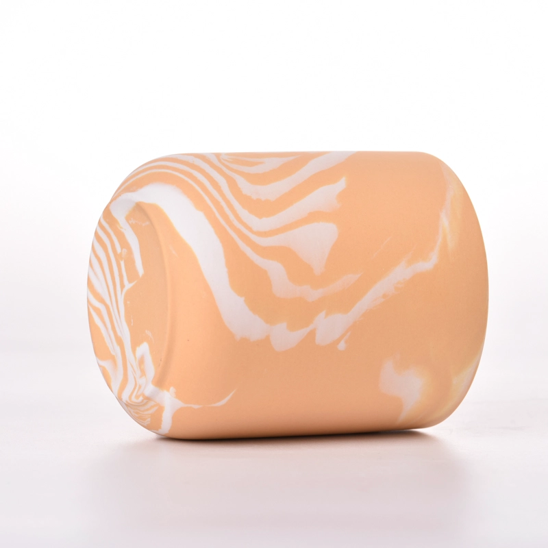 Modern brief style ceramic candle holder round ceramic candle jar