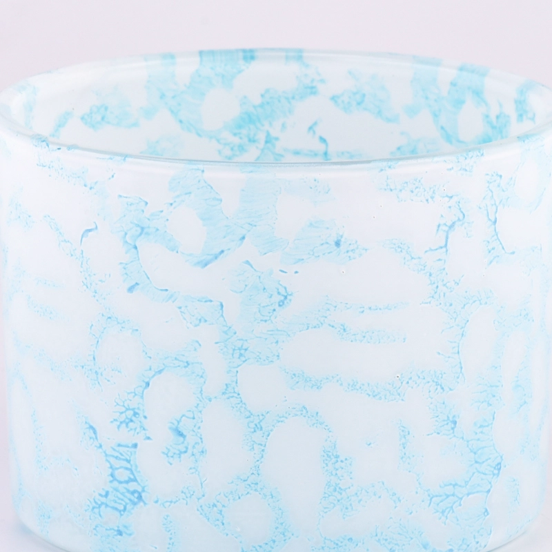 Wholesale rock effect blue glass candle jars for home decor Wholesale rock effect blue glass candle jars for home decor