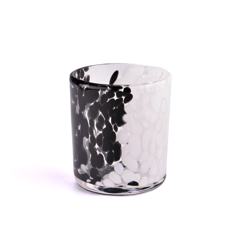 Wholesale custom made black and white spotted glass candle jars Wholesale custom made black and white spotted glass candle jars