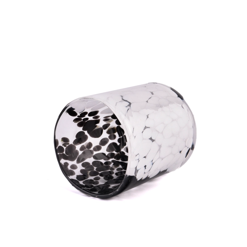 Wholesale custom made black and white spotted glass candle jars Wholesale custom made black and white spotted glass candle jars