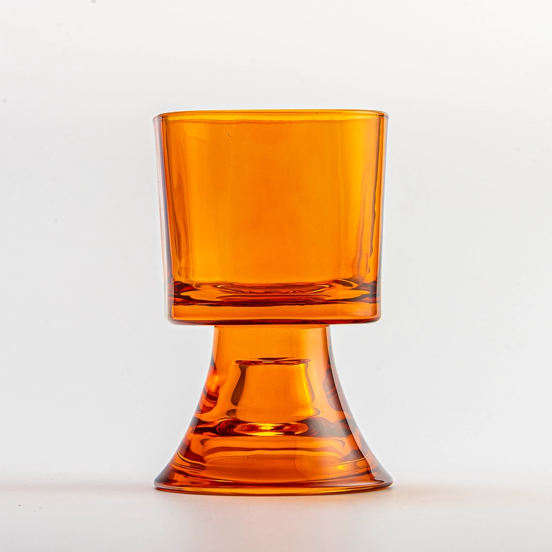 Luxury Retro Style Transparent Amber Glass Candle Vessel Soy Candle Holder