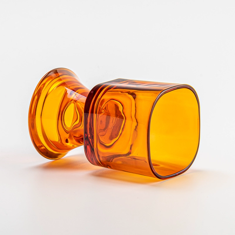 Luxury Retro Style Transparent Amber Glass Candle Vessel Soy Candle Holder