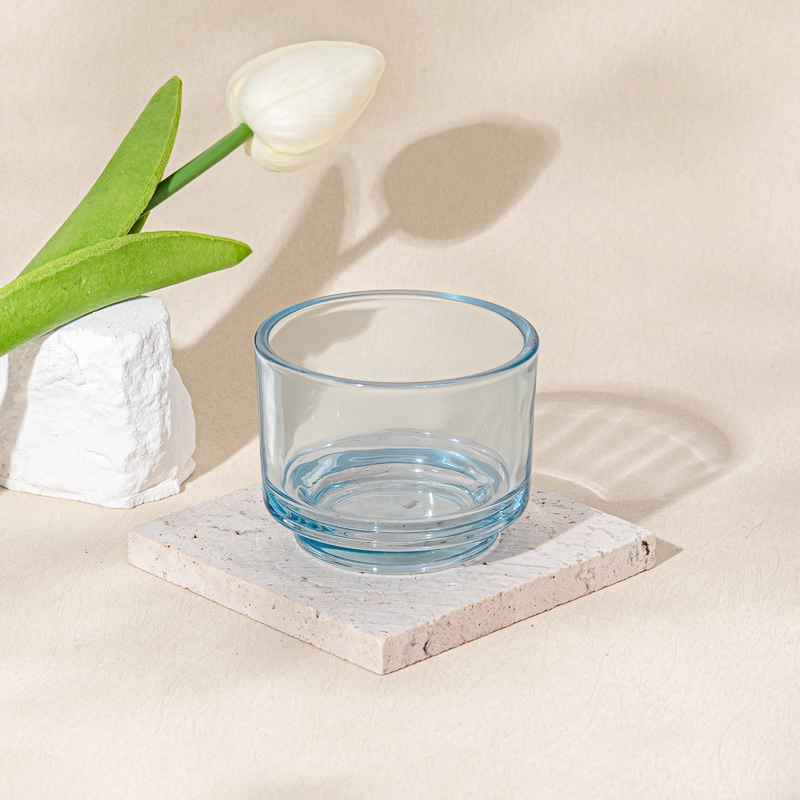 Good Quality Transparent Blue Glass Jar Empty Candle Vessel for Candle Packaging