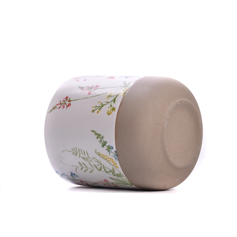Fancy Decal 10oz Ceramic Cup Scented Candle Vessel for Decoration