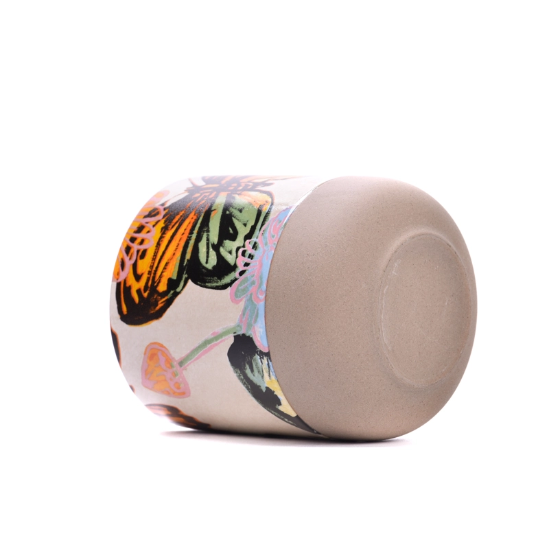 Popular Shape Butterfly Pattern 10oz Ceramic Cup Scented Candle Vessel Supplier