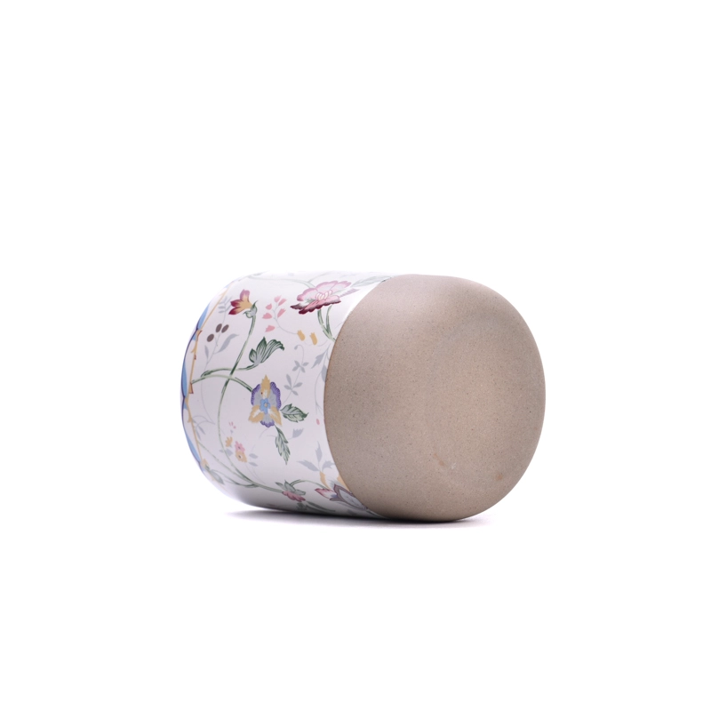 Fancy Decal Pattern 4oz Ceramic Cup Aromatherapy Candle Vessel