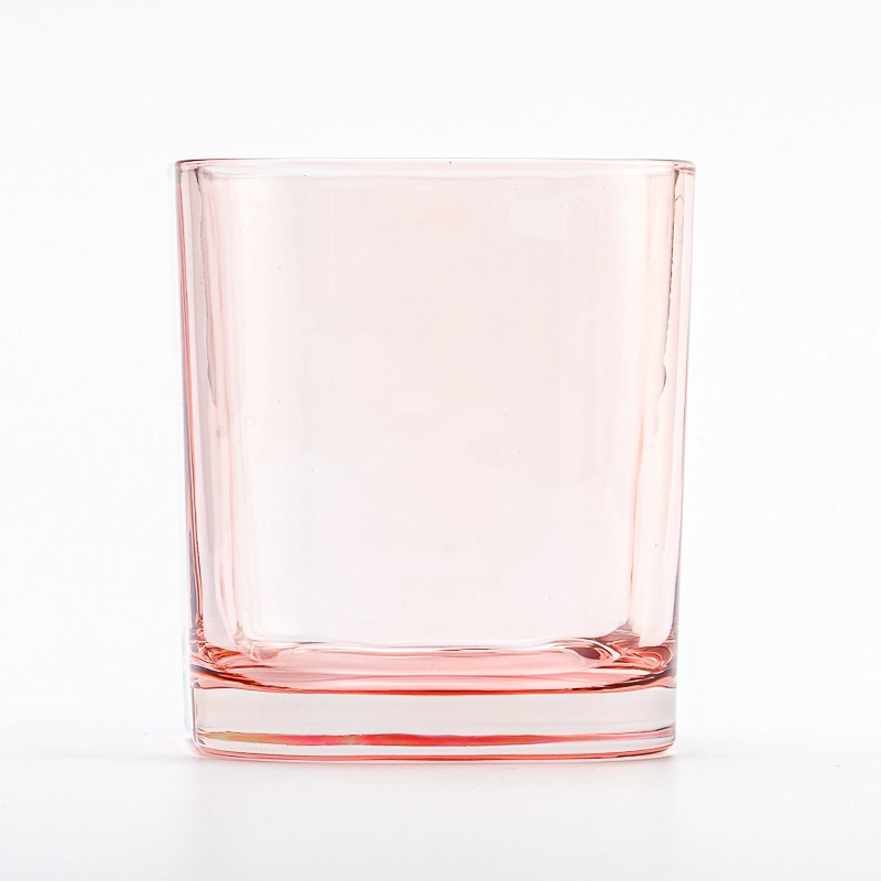 Transparent Glossy Pink Glass Container Scented Candle Jar Wholesaling