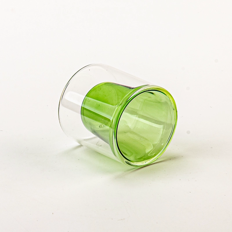 Small Capacity Double-walled Colored Glass Cup Soy Candle Vessel Wholesaling Small Capacity Double-walled Colored Glass Cup Soy Candle Vessel Wholesaling