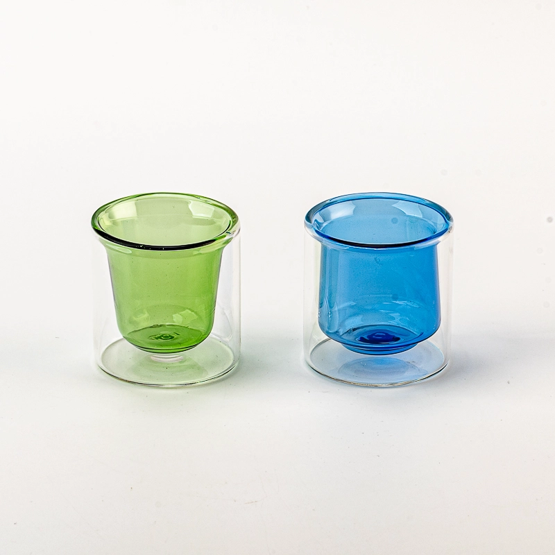 Small Capacity Double-walled Colored Glass Cup Soy Candle Vessel Wholesaling Small Capacity Double-walled Colored Glass Cup Soy Candle Vessel Wholesaling