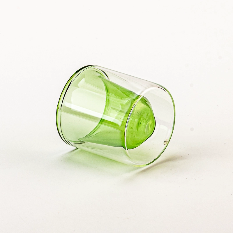 Small Capacity Double-walled Colored Glass Cup Soy Candle Vessel Wholesaling