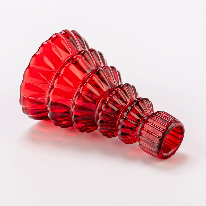 Luxury Red Tree Style Decorative Tealight Holder Glass Candle Jar