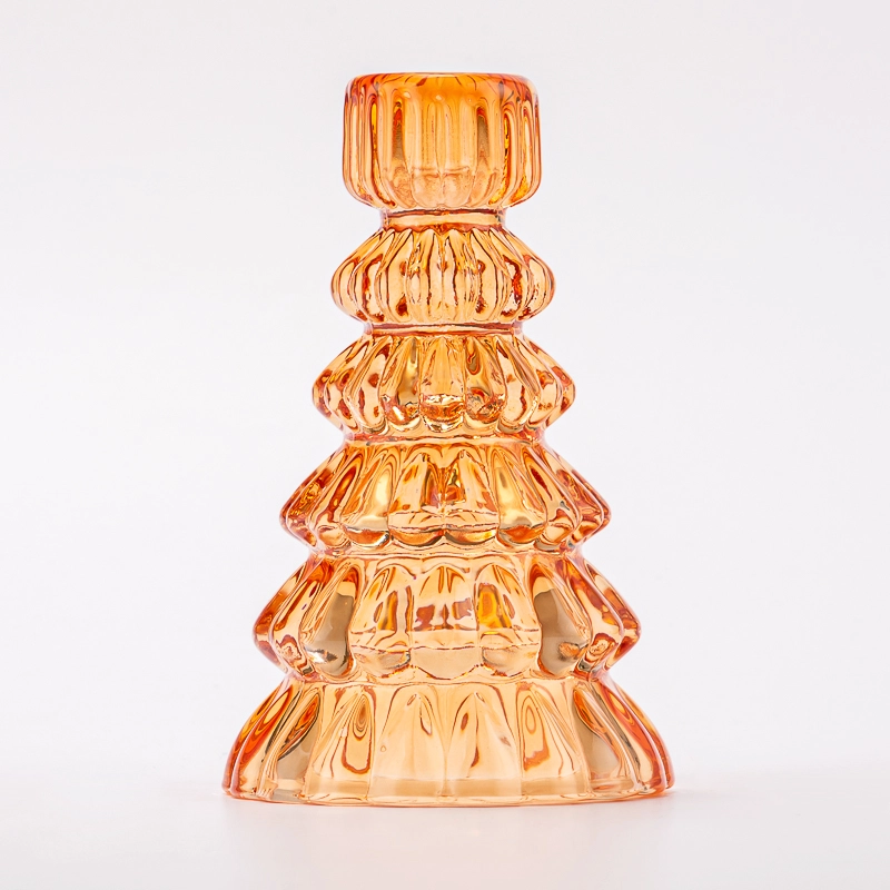 Luxury Amber Color Decorative Tealight Holder Glass Candle Jar