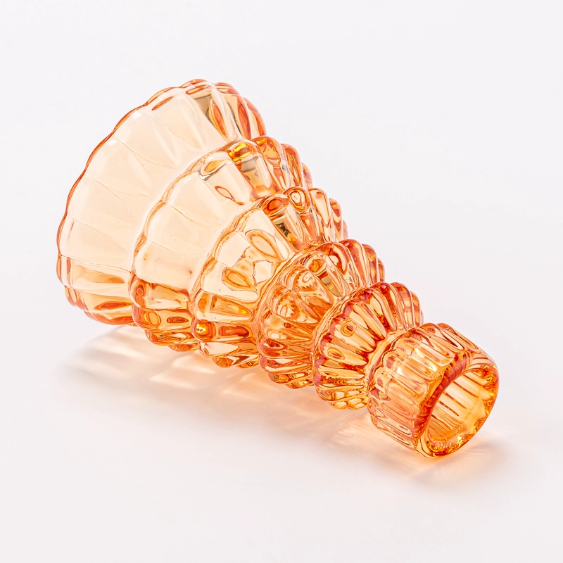 Luxury Amber Color Decorative Tealight Holder Glass Candle Jar