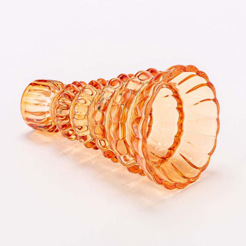 Luxury Amber Color Decorative Tealight Holder Glass Candle Jar