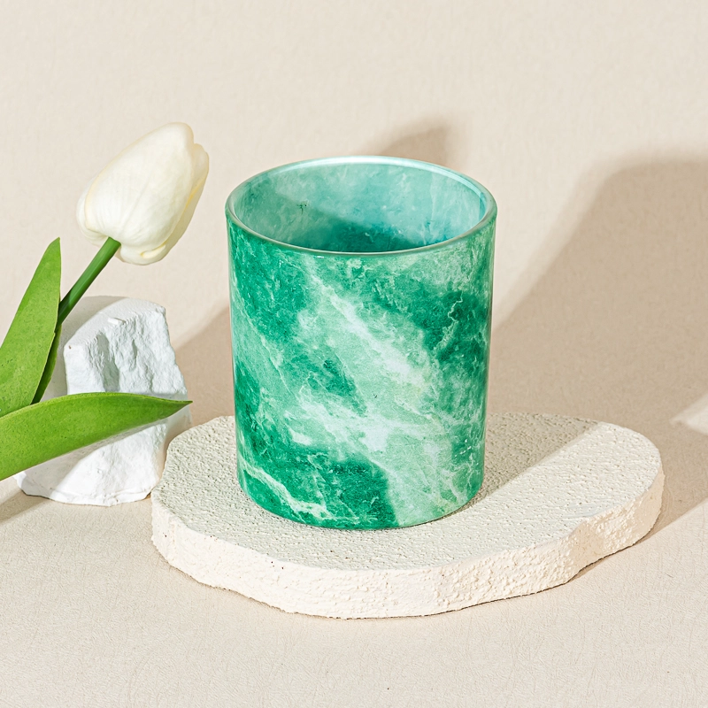 Vintage Green Marble Decorative 8oz Glass Wax Candle Jar for Scented Candle Vintage Green Marble Decorative 8oz Glass Wax Candle Jar for Scented Candle