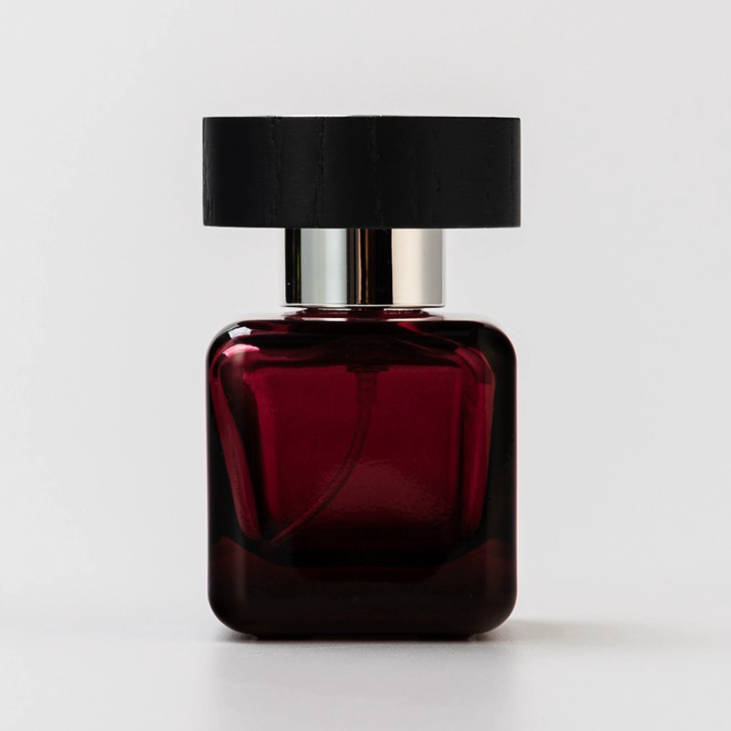 Square Shape Dark Red 50ml Fragrance Glass Perfume Bottle with Round Cap Square Shape Dark Red 50ml Fragrance Glass Perfume Bottle with Round Cap