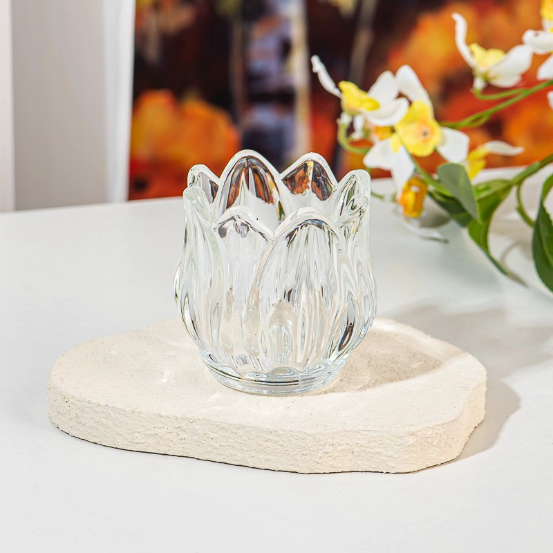 New Arrival Tulip Style Glass Vessel 3oz Empty Candle Holder for Home Decor