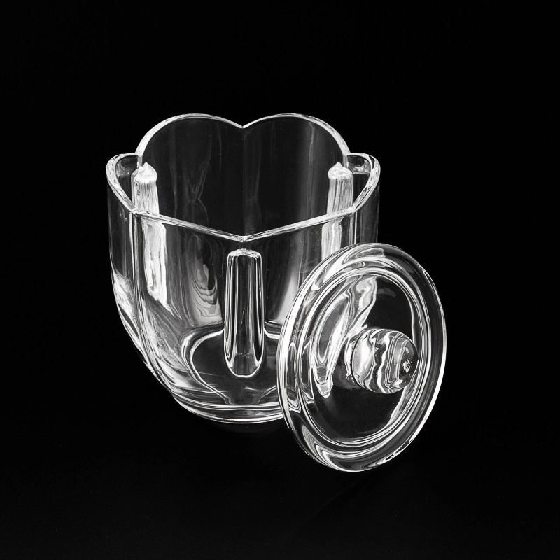 New Unique Style Customize Color Glass Vessel 6oz Empty Candle Holder with Lid