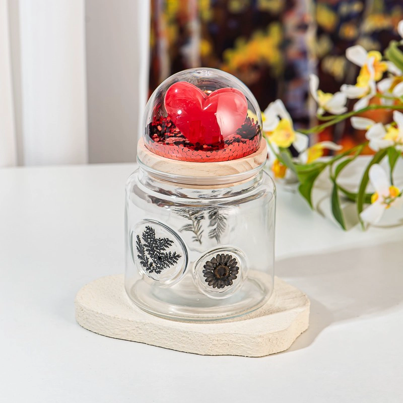 Home Decor Creative Style Glass 511ml Candle Jar with Wood Lid