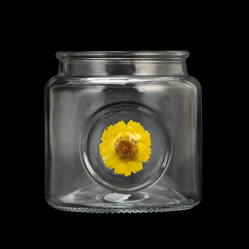 Creative Design Flower Decor Glass Jar Empty Candle Vessel