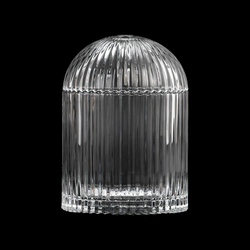 Popular Vertical Strip Design Glass Candle Vessel 17OZ Candle Holder with Round Lid Popular Vertical Strip Design Glass Candle Vessel 17OZ Candle Holder with Round Lid
