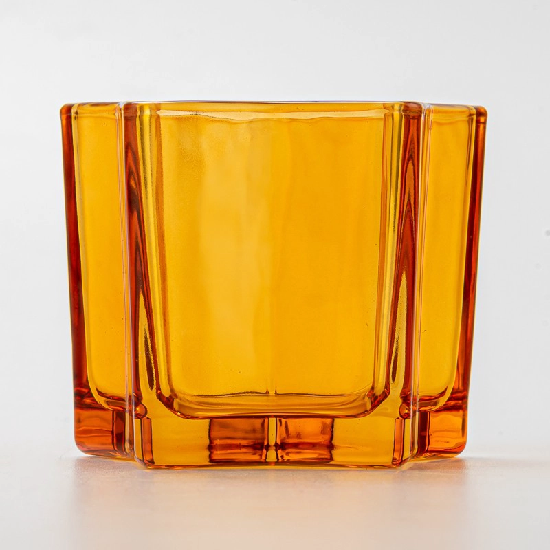 Home Decoration Transparent Color Glass Jar Empty Amber Candle Jar Home Decoration Transparent Color Glass Jar Empty Amber Candle Jar