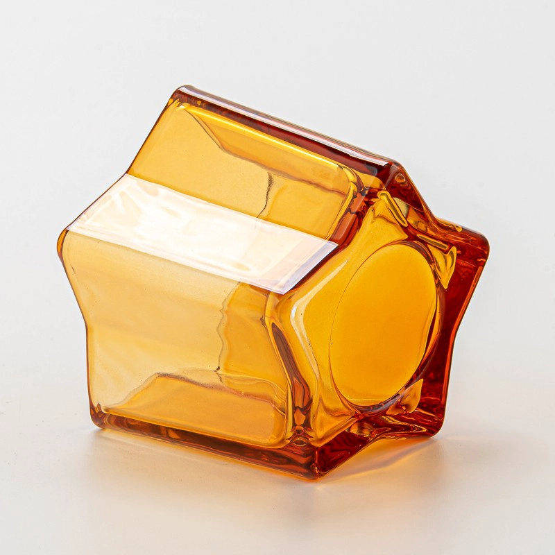Home Decoration Transparent Color Glass Jar Empty Amber Candle Jar Home Decoration Transparent Color Glass Jar Empty Amber Candle Jar
