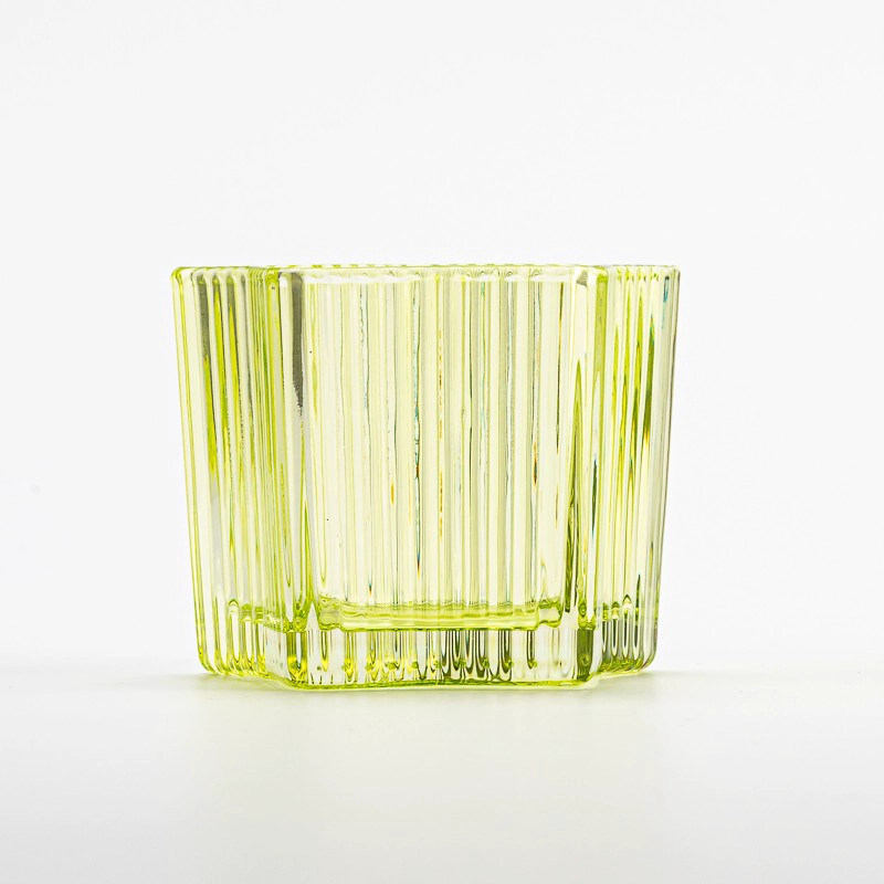 Modern Stripe Design Light Green Empty Glass Scented Candle Jar Modern Stripe Design Light Green Empty Glass Scented Candle Jar