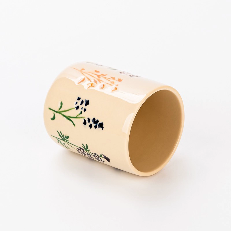 New Design Flower Pattern 480ml Ceramic Empty Candle Jar for Home Decor