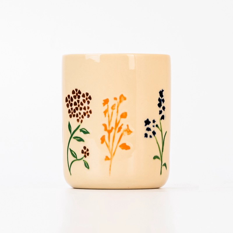 New Design Flower Pattern 480ml Ceramic Empty Candle Jar for Home Decor New Design Flower Pattern 480ml Ceramic Empty Candle Jar for Home Decor