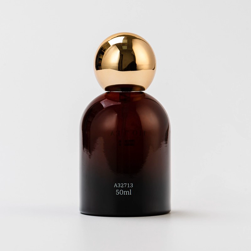 Luxury Dark Red Custom Logo Glass Perfume Essence Bottle with Round Lid