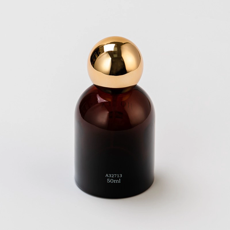 Luxury Dark Red Custom Logo Glass Perfume Essence Bottle with Round Lid