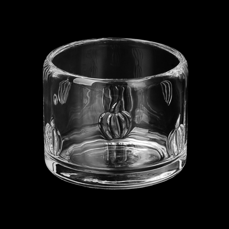 Home Decor Emboss Pattern Glass Vessel 335ml Empty Candle Jar