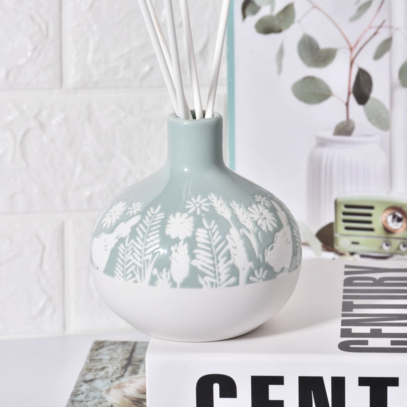 Home Decoration 336ml Glazed Ceramic Vessel Aroma Handmade Durable Recyclable Reed Diffuser Bottle