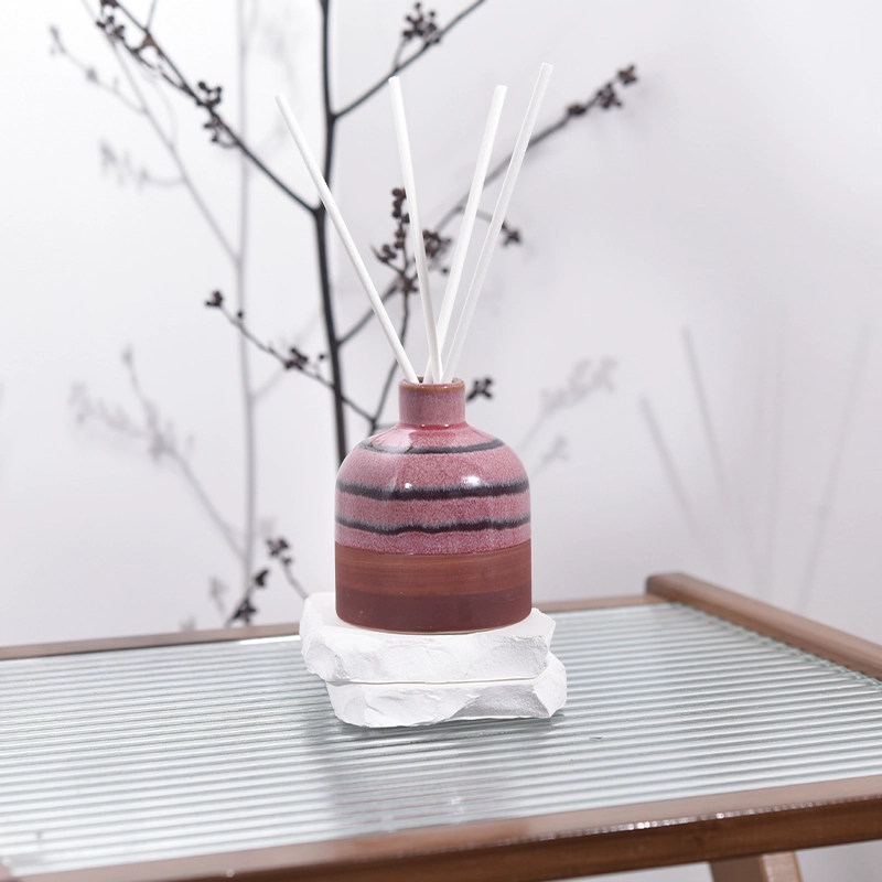 Luxury Colored Glazed Ceramic Reed Diffuser Bottle for Home Fragrance