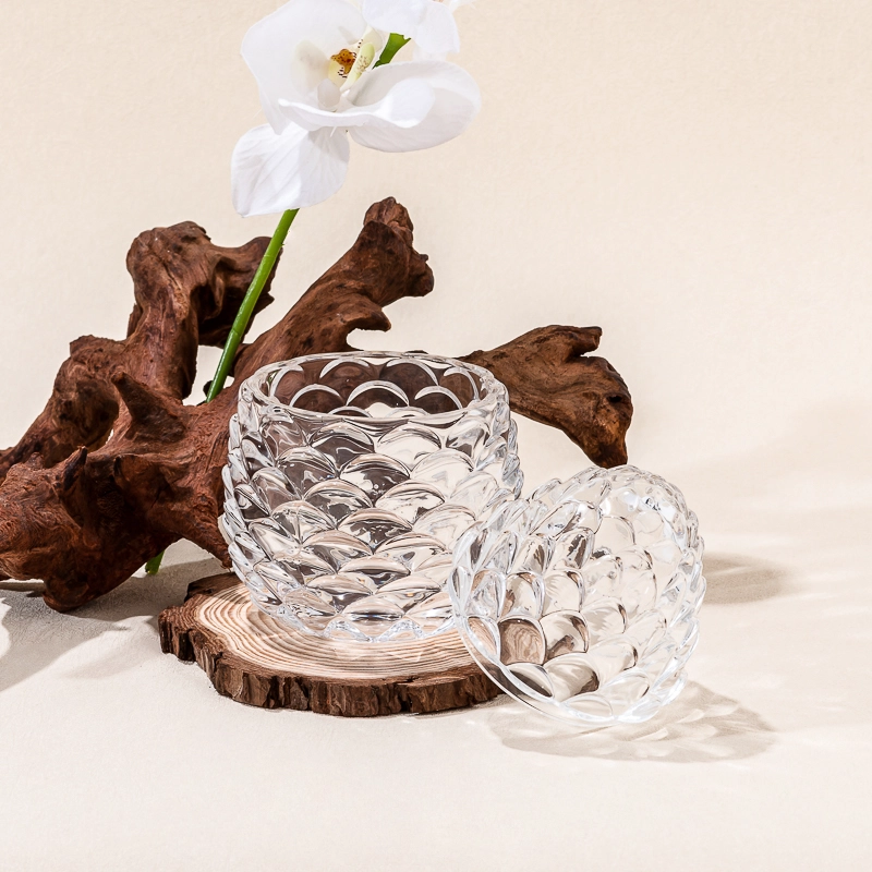 Customizable Color Egg Shape Glass Candle Holder with Glass Lid 6oz Capacity for Wedding & Home Decor